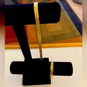 Vtg Gold Tone Nugget Style Chain and Matching Bracelet